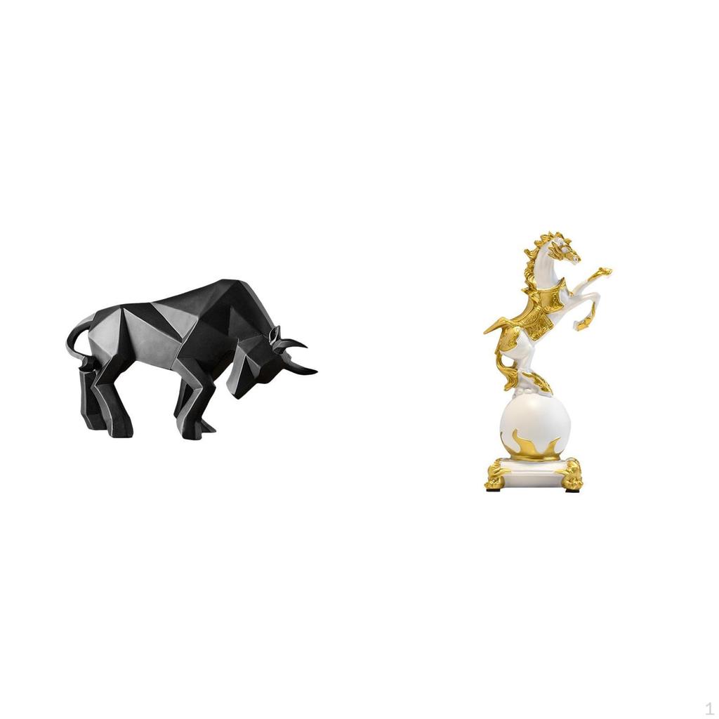 Modern Resin Bull And Horse Statue Ornament Abstract Animal Figurine Collectible for Entryway