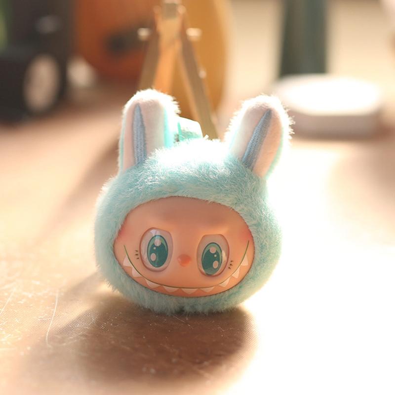 

12 см пушистая виниловая лабубу маленькая подвеска плюшевая игрушка кукла брелок сумка украшение милый мультфильм плюшевая кукла игрушки детский подарок синий