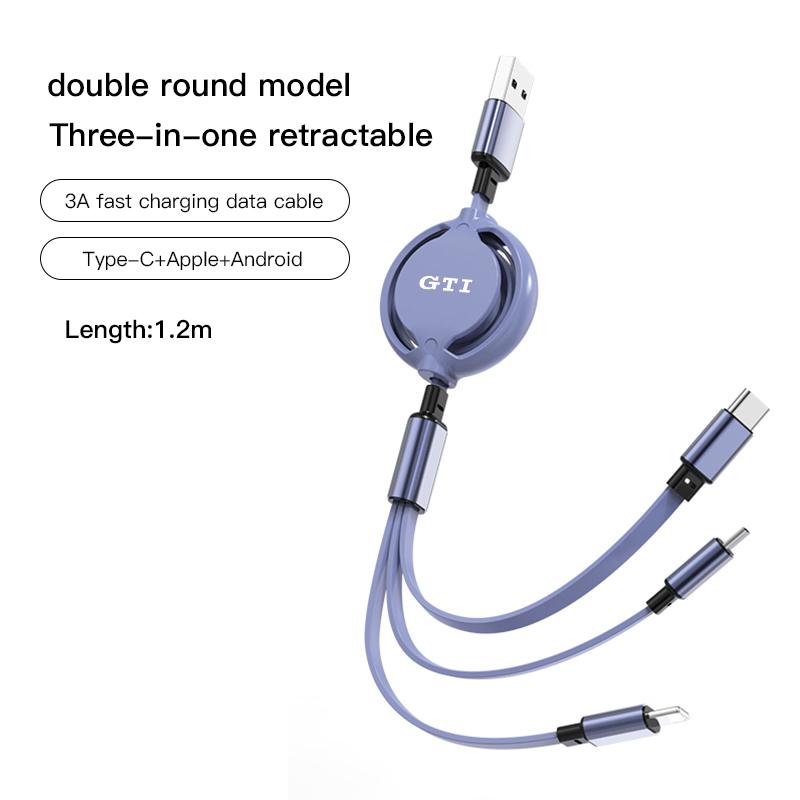 Valve Stems Caps 3 In 1 Retractable Data Cable USB Car Charger Head Auto Accessories For Volkswagen VW RLine R Golf Amarok T5 Ti QF3