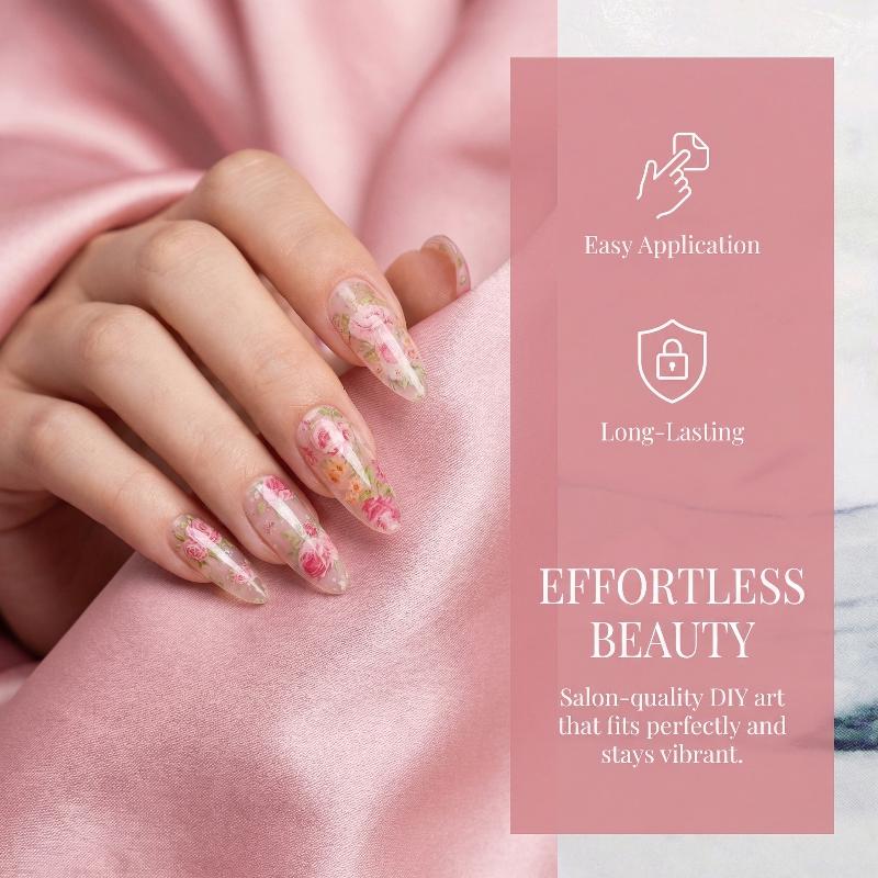 Flower Nail Transfer Foil Stickers 100cm Rose Floral Paper for Salon and Home DIY Manicure Creative Nail Design