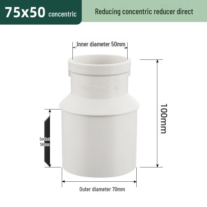 PVC Reducing Tee Pipe Fitting 50/75/110 mm - Eccentric Drain Connector Adapter