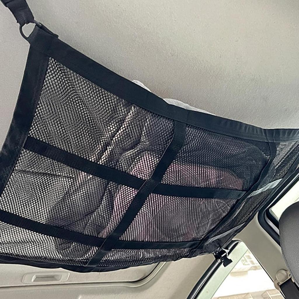 Large Capacity Space Saving Car Ceiling Net Storage Car Ceiling Cargo Net Strong Load-Bearing Mesh Car Roof Storage Organizer