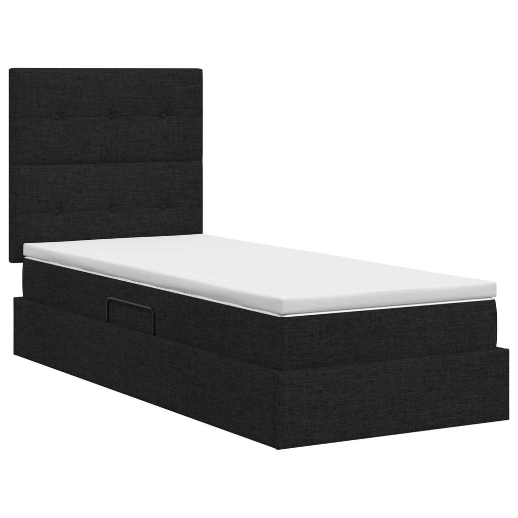 Storage Bed with Mattress Black 90 X 190 Cm Fabric