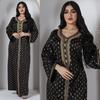 AB204 Middle East Women's Abaya: Black with Gold Stamping for Eid al-Adha