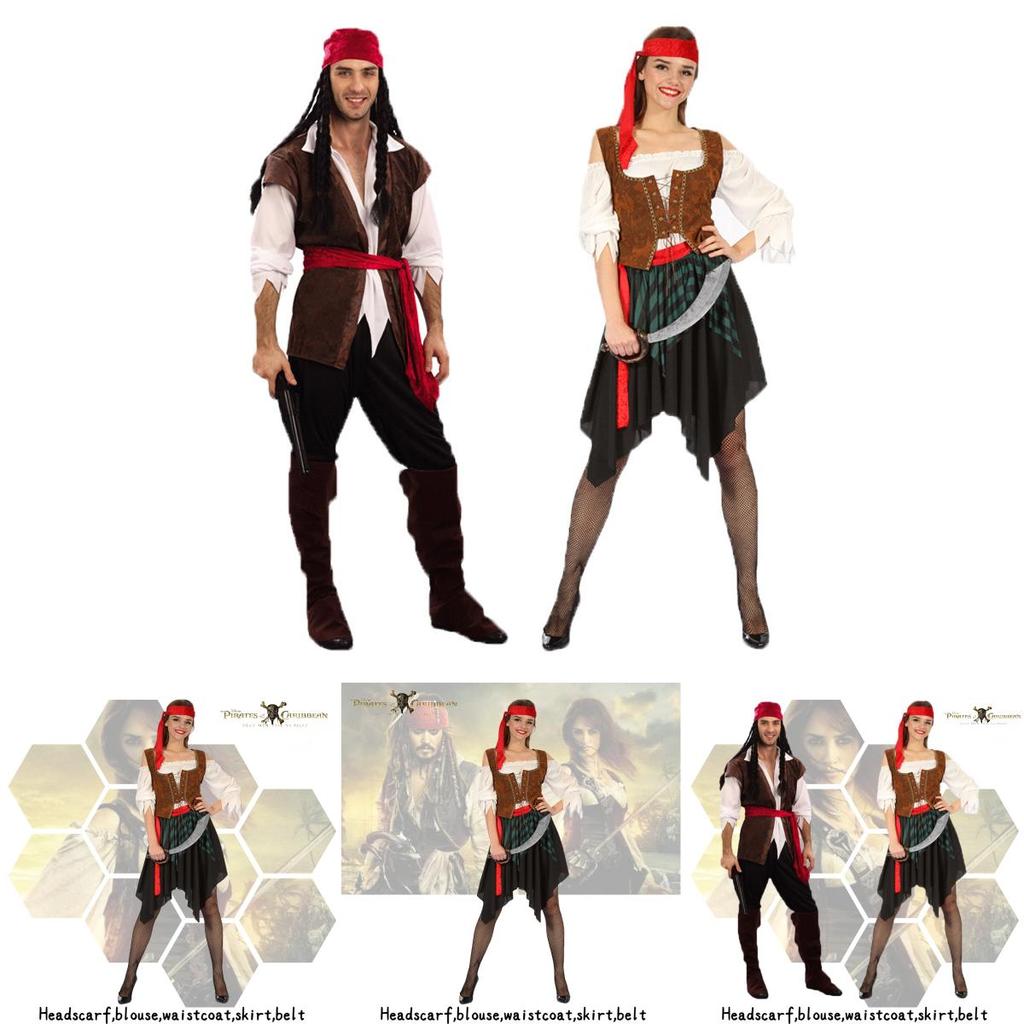 High-quality Caribbean Pirate Costume For Men And Women Captain Jack Sparrow Cosplay
