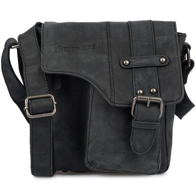 Elegant Black Neat Leather Men's Shoulder Bag Beltimore N10