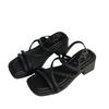 Women's High-Heeled Summer Sandals & Slippers - Non-Slip, Thick-Soled, Versatile Solid Color
