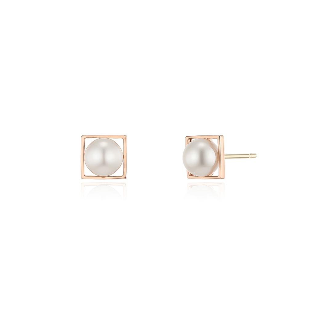 LLOYD Square Pearl Drop 14k Gold Earrings LPFM4057G