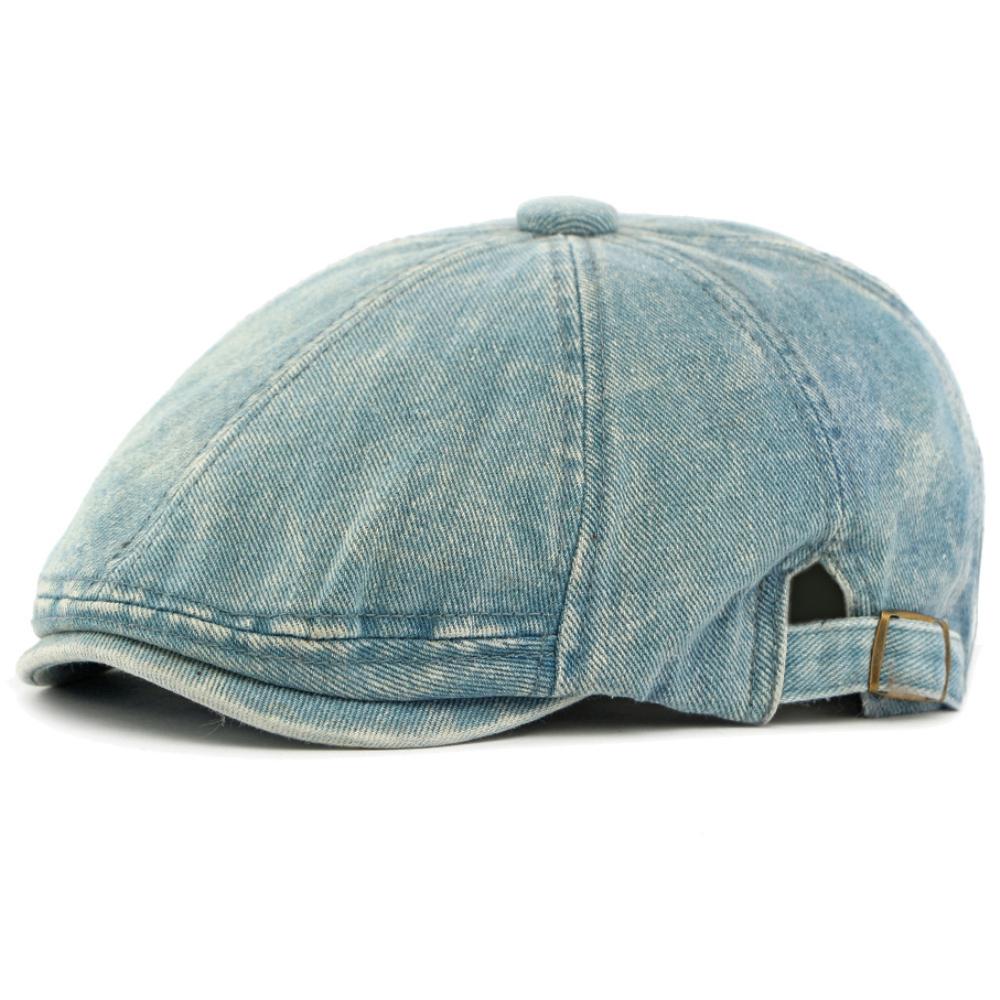 HT5045 Mens Beret Women New Spring Autumn Denim Beret Hat 100% Cotton Adjustable Artist Flat Cap Male Female Octagonal Beret Cap