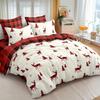 Weihnachts-Bettbezug Feiertags-Bettwäscheset Wendbar Rot Rentier Weihnachtsbaum Büffel-Karo Plaid Bettbezug Weihnachtsgeschenke