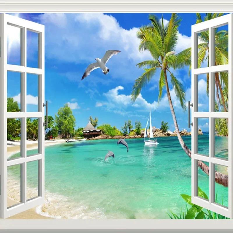 Southeast Asia Seascape Natural Scenery 3D Mural Wall Painting Room Home TV Sofa Background Wall Wallpaper Art Home Decoration