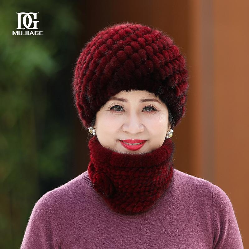 Mink Hat Winter Mink Hair, Mink Hat for Warm Grandma, Middle Aged and Old Lady, Mother's Hat