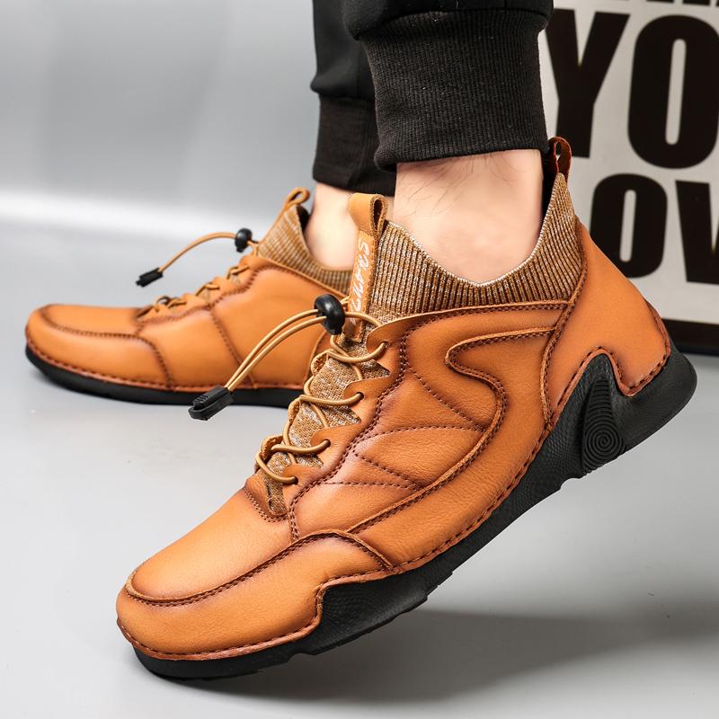 

Мужская кожаная обувь ручной работы, повседневная кожаная обувь, мужские лоферы, удобная прогулочная обувь, мужские мокасины на плоской подошве, распродажа