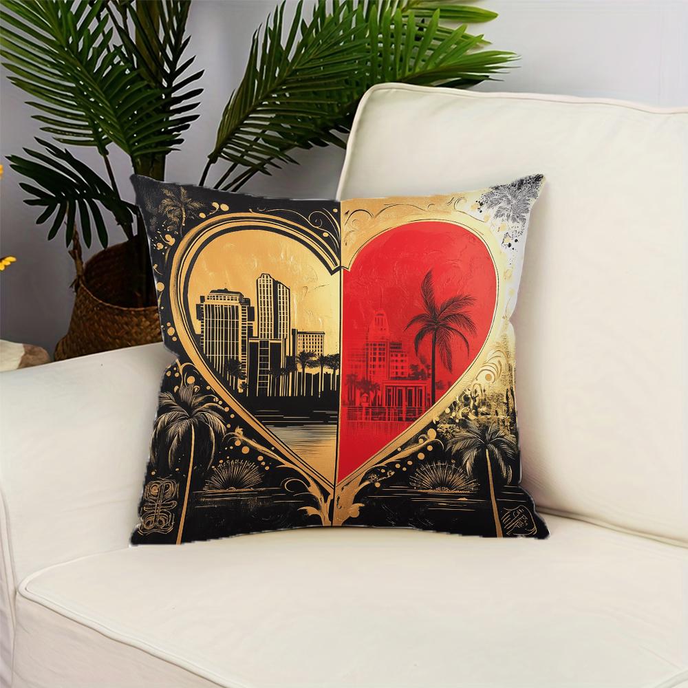 Черное Золото Ретро Современный Принт Узор Наволочка Полиэстер Наволочка Домашний Декор Наволочка с Молнией 16x16Inch