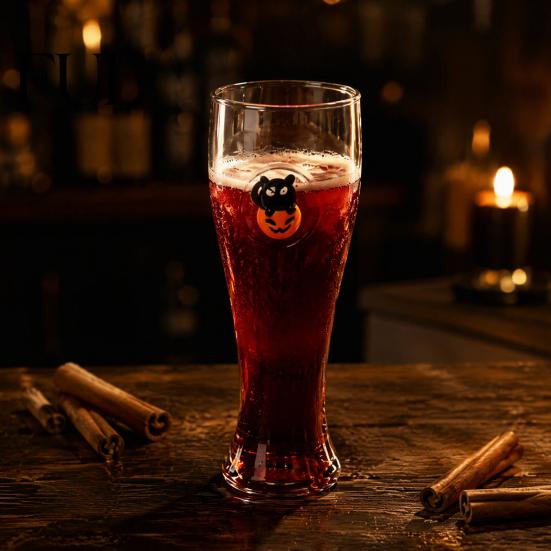 Atmospheric Beverage Cup 400ML Beer Glass, Spooky Pumpkin Ghost Black Cat Halloween Wine Glass Cup, Holiday Tall Glassware for Bar, Kitchen