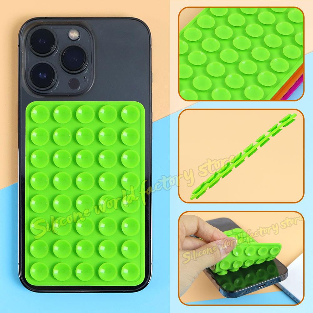 Silicone World Double-sided Silicone Suction Pad For Mobile Phone Fixed Pad Suction Cup Wall Stand Square Anti-Slip Back Sticker