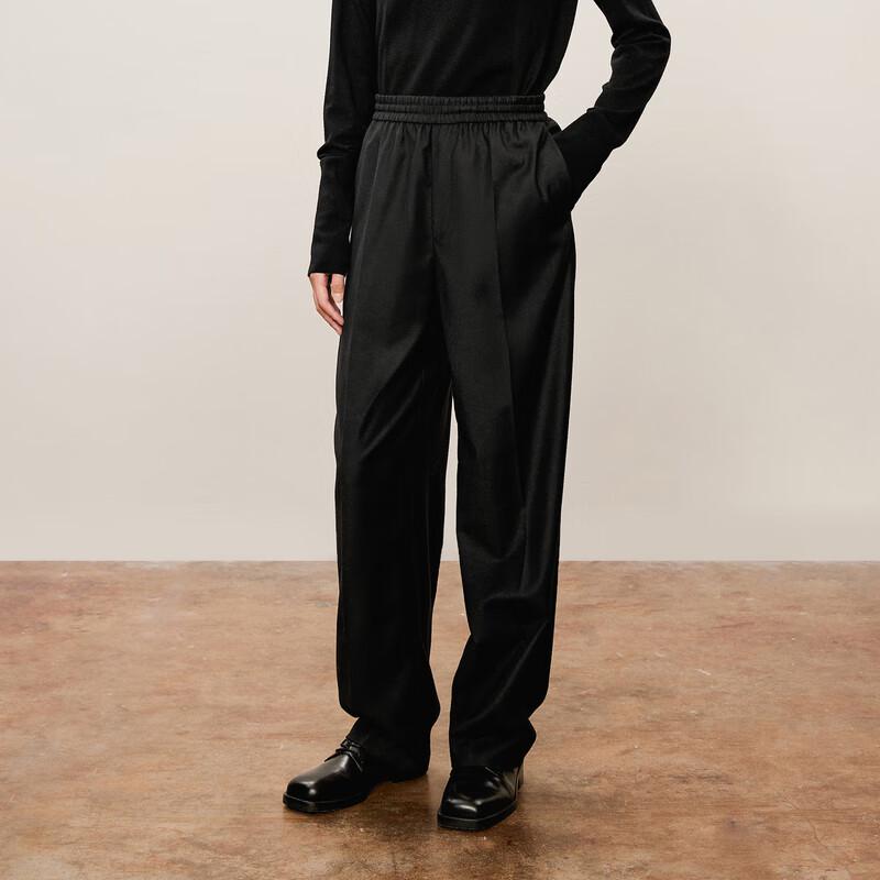 LESS 2024 Autumn Loose Lamb Wool Wide-leg Pants