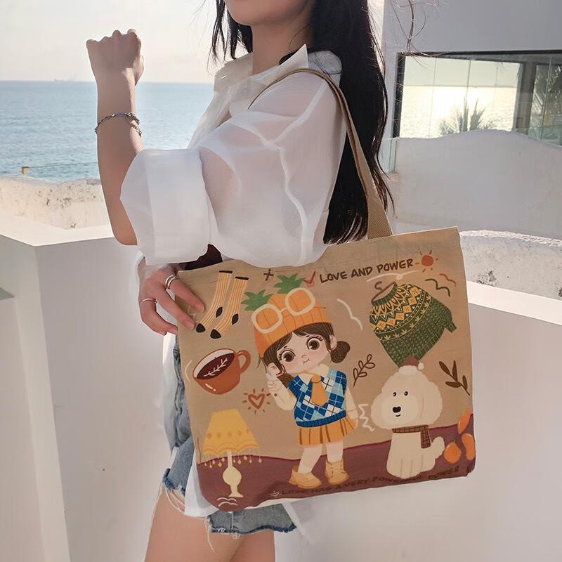 

Fu Mai De Cute Tie Girl Canvas Tote Bags (2-Pack)