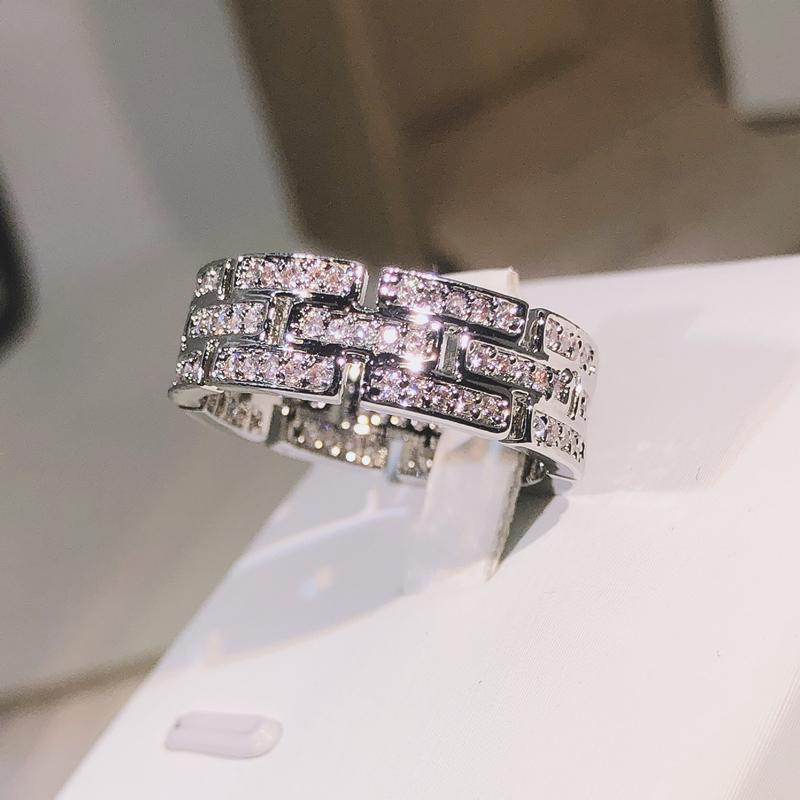 

стерлинговая медь изысканное кольцо с белым цирконом AAAA+ многослойное женское для вечеринки коктейльной вечеринки мужское и женское ювелирное изделие подарки 10