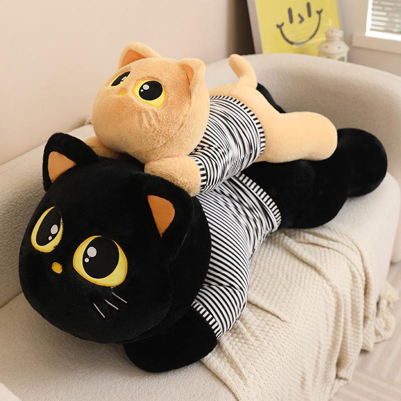 70cm Cute White/Black/Yellow Cat Plush Toy Doll Cuddly Pillow Cushion Ins Big Eyes Cat Plush Toy Doll for Boy Girl Brithday Gift