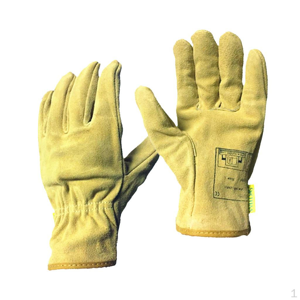 Welding Gloves Cowhide Leather, Yellow - 9.5