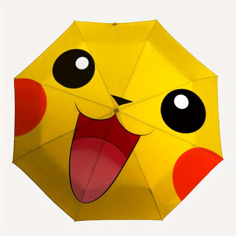 1pc Cute Pikachu Pattern Beautiful Looking Automatic Folding Umbrella, 3 Folding, 8 Pole Frame Design, Durable and Suitable for Travel and Daily