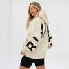 Dames Herfst Europese & Amerikaanse Stijl Briefprint Hoodie - Lange Mouw, Verdikt, Veelzijdig, Sportieve Pullover.