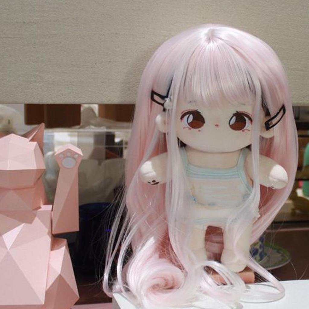 Stylish and Smooth Cotton Doll Wig for Dolls, Fits Heads 35-39cm (light Pink), Perfect for DIY Doll Making and Hair Accessories.