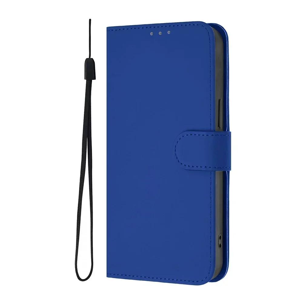 Solid Color Wallet Case for Realme 13 Pro Plus 12 GT 6 6T C67 C65 C63 C61 C55 C53 C51 Note 60 50 Card Holder Strap Phone Cover
