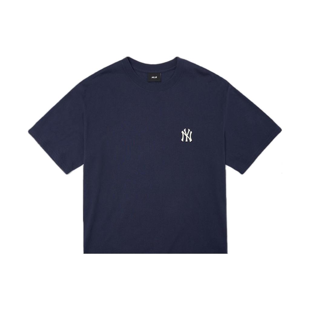 MLB Cashew Flower T Shirts Unisex Navy Blue Crew Neck Moderate Straight Fit 3ATS52023-50NYD