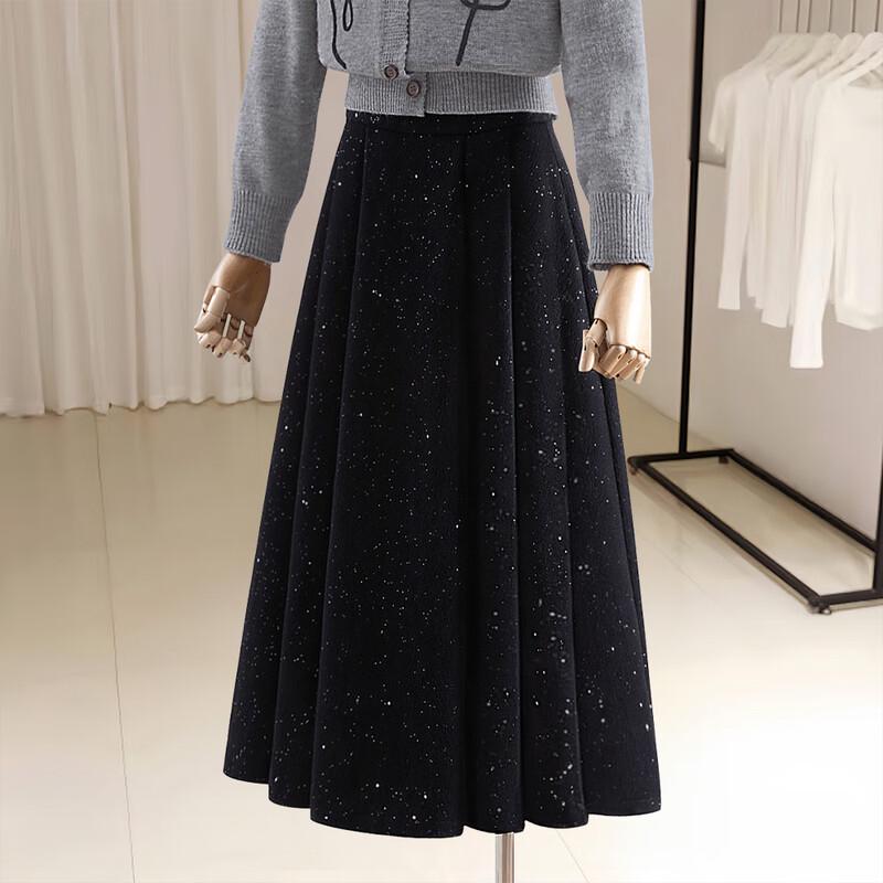 Women s 2025 Autumn High-Waist A-Line Midi Skirt M