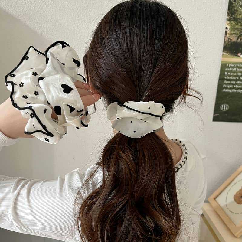 3PCS French Style Sweet Large Intestine Hairband Temperament Hair Rope Minimalist Polka Dot Rubber Band Women Head New Style