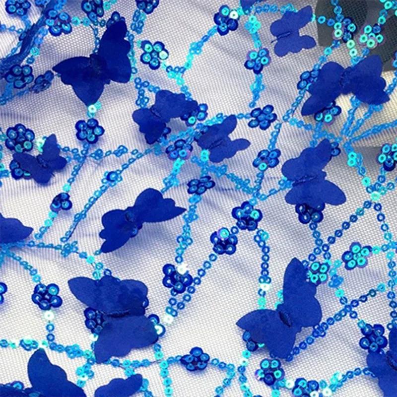 100X130Cm Bestickter 3D Schmetterling Mesh Spitzenstoff für für DIY Kinderbekleidung Damen Hochzeitskleid Bekleidung Nähstoff