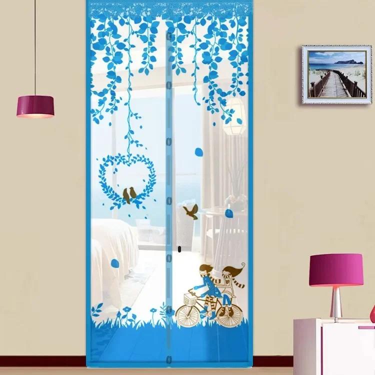 

Summer Mosquito-Proof Door Curtain Automatic Closing Magnetic Door Screen Cartoon Lightweight Mesh Door Curtains Self Sealing Retractable 100x210cm