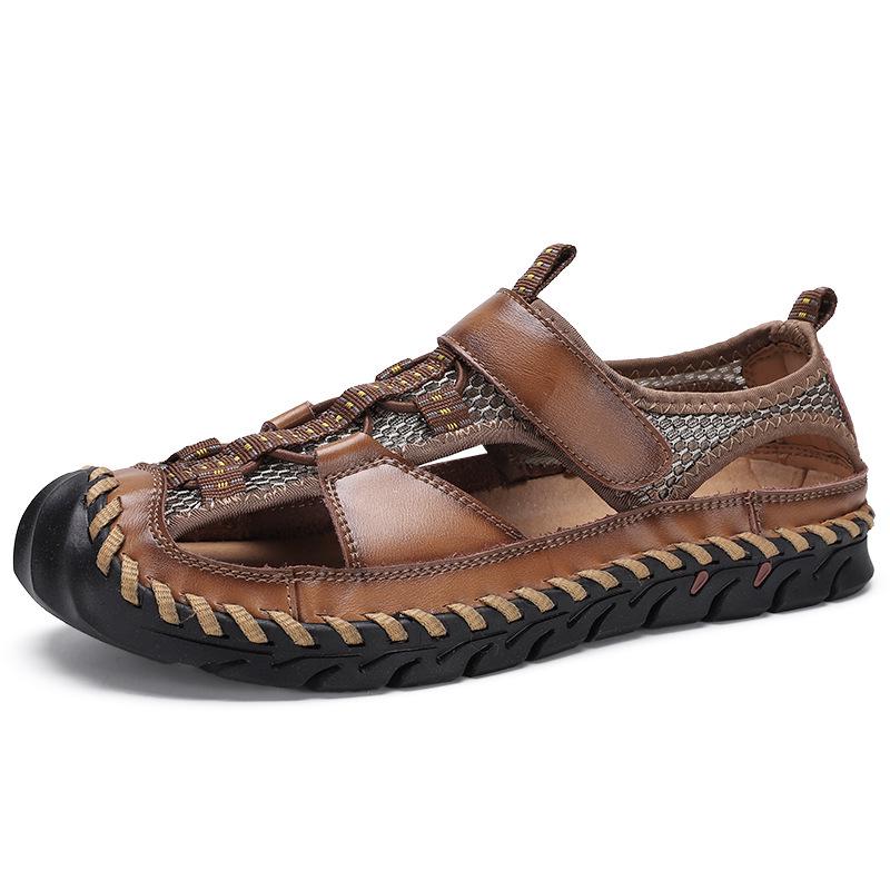 Men s Large Size Breathable Leather Sandals - Casual Summer Shoes 44