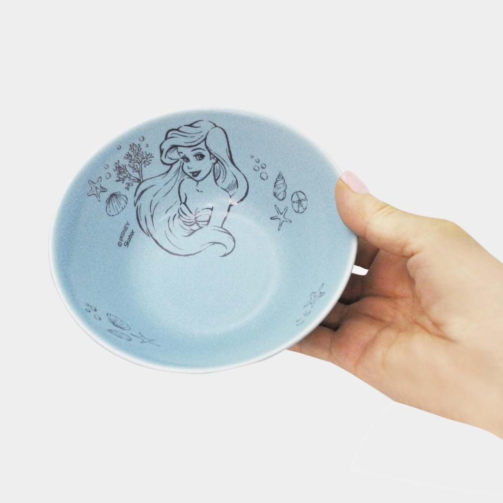Skater Mino Ware Disney Turquoise Bowl, Small, 13cm, Ariel, Blue, CHBW13-A