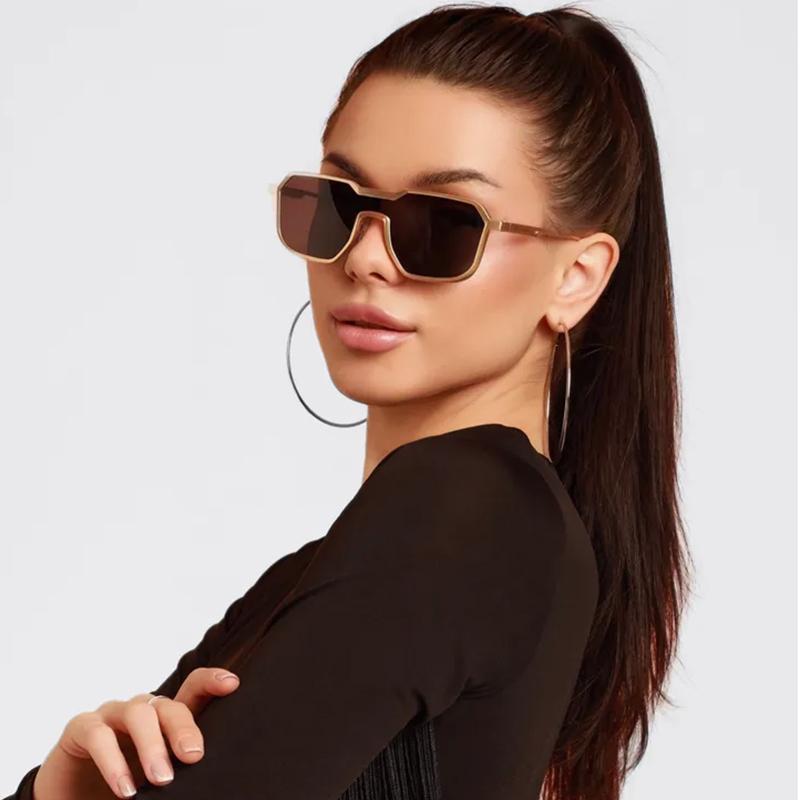 Punk Style One-piece Sunglasses For Men And Women Large Frame Polygonal Trendy Fashion Sunglasses