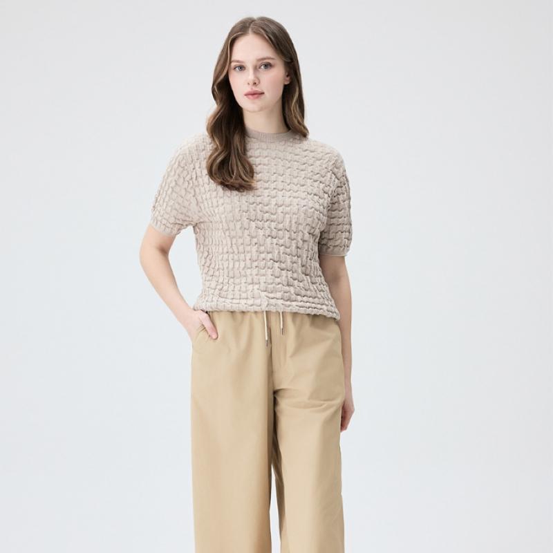 2nd Skin 3d Knit Pattern Short Sleeve Top Agwst2300