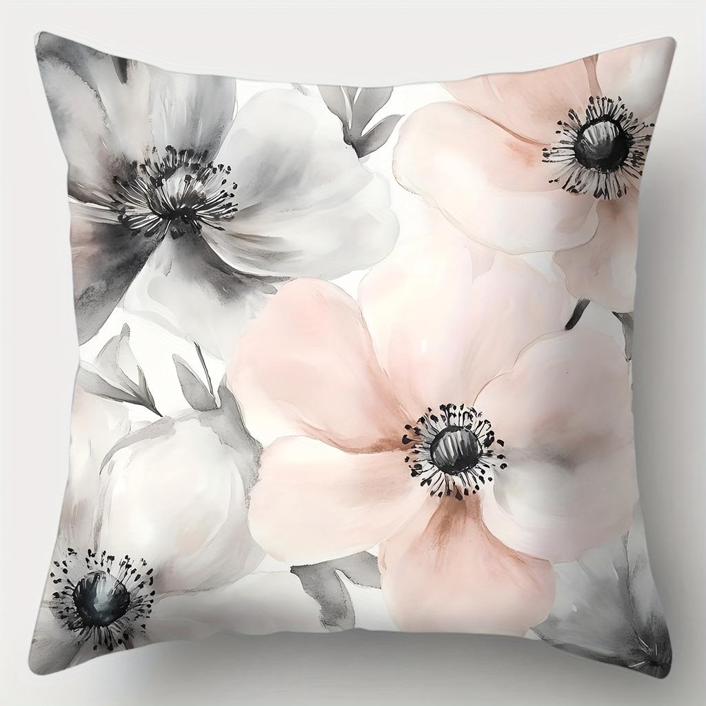 4Pcs Set, Sofa Pillow Case, Flower Bicycle Pillow Case,45X45Cm, Single-Sided Print, Home Decoration, Sofa Waist Pillow Cas