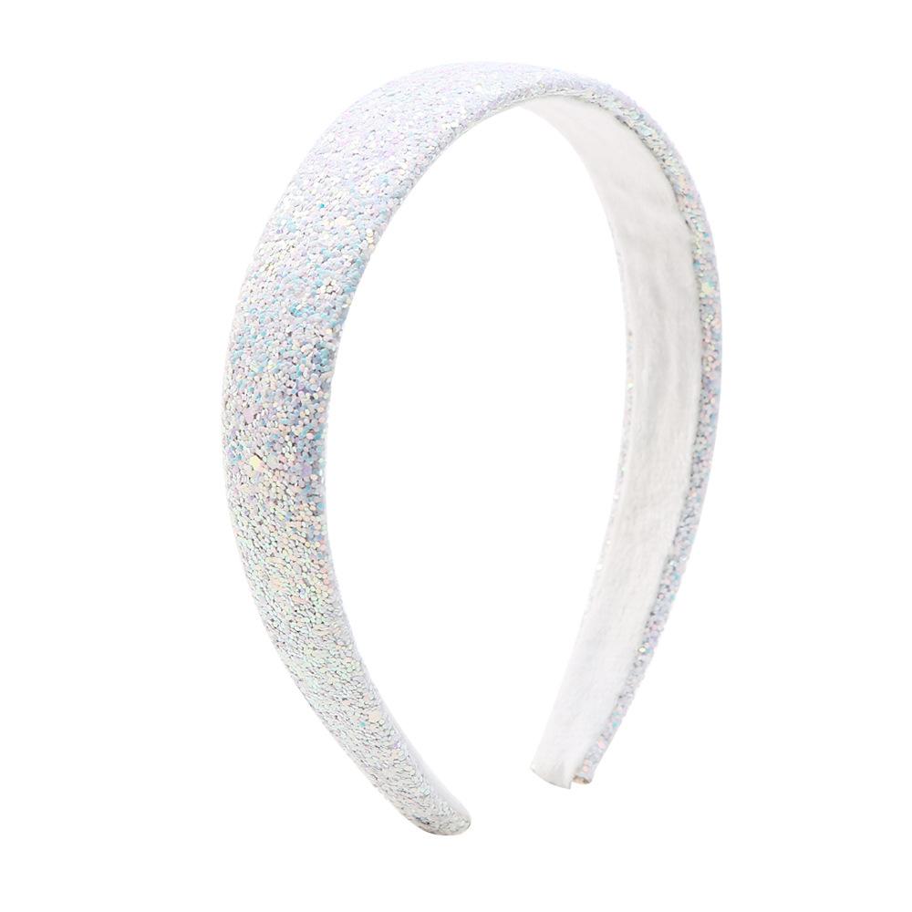 2,5 cm Glitter Hoofdbanden voor Meisjes Prinses Sprankelende Brede Hoofdband Kinderen Leuke Accessoires Kinderen Dikke Sprankelende Bling Haarband white