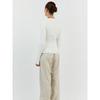 Women's Crewneck Knitted Sweater, Long Sleeve Pitted Stripe Base Layer, Solid Color Tight Autumn and Winter Top