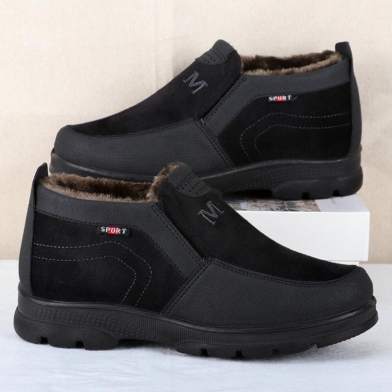 Herren Winter Freizeitschuhe Dicke Sohle Rutschfeste Plüsch Samt Fell Schuhe Stiefeletten Für Männer Winterschuhe Outdoor Schneestiefel Schlupfschuhe