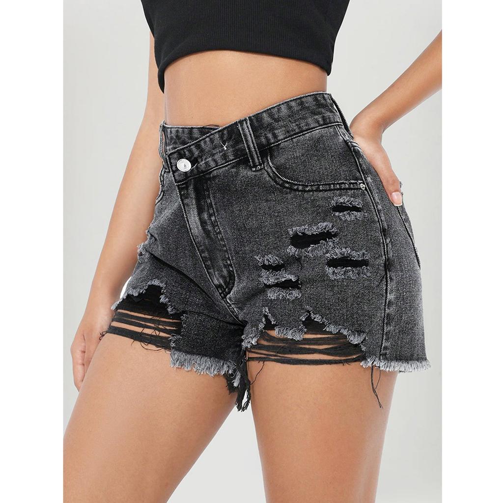 Damen-Jeansshorts im Used-Look – Lässige Hotpants mit ausgefranstem Saum