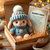 Mini Bunny Hug Cute Easter Gift Plush Bunny With Knitted Hat And Pom Pom Soft Pocket Emotional Support Rabbit With Gift Box Card