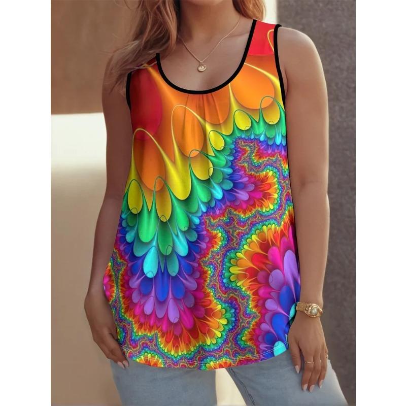 Summer Women's Sleeveless Colorful Cute Print Vest Comfortable Soft Loose Fashionable Versatile Vest