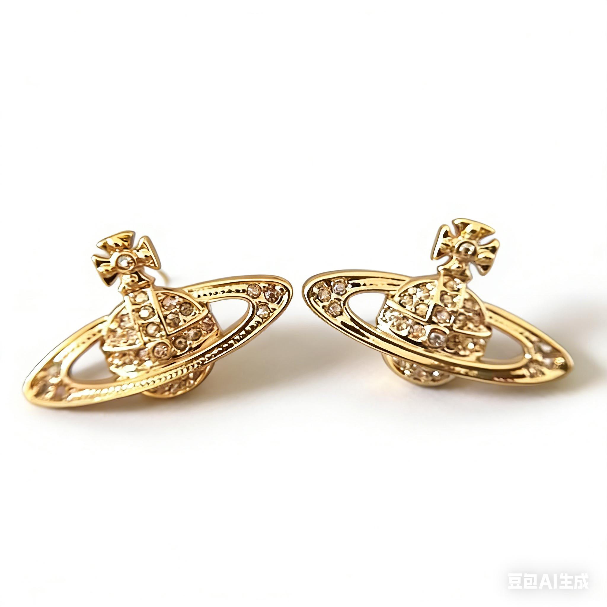 

Full Rhinestone Saturn Stud Earrings For Women, INS Minimalist 3D Planet Elegant Earrings