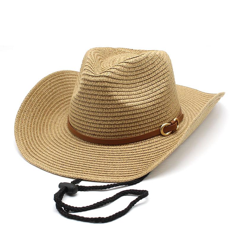 Men'S Western Cowboy Hat Women'S Tide Beach Hat Sunscreen Big Edge Hat Summer 9Cm Brim Shade Straw Hat
