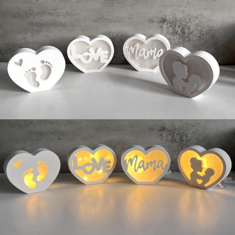 Silicone Mould Mother's Day Silhouettes Molds Plasters Molds Heart Casting Molds for Wedding Home Decoration