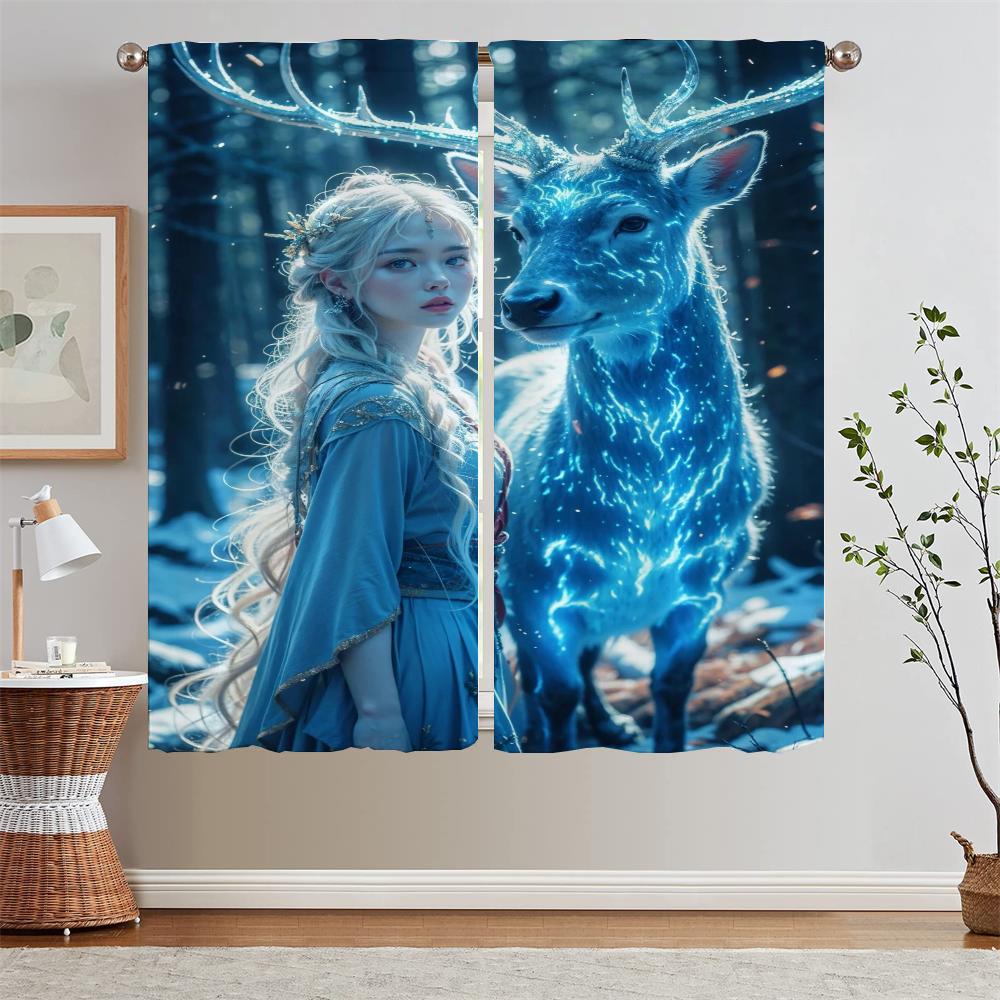 

Кружевные шторы «Дух оленя» для гостиной Готовые шторы Дешевые вещи с бесплатной доставкой для дома Шифоновые шторы W50xH70cmx2pcs-CL