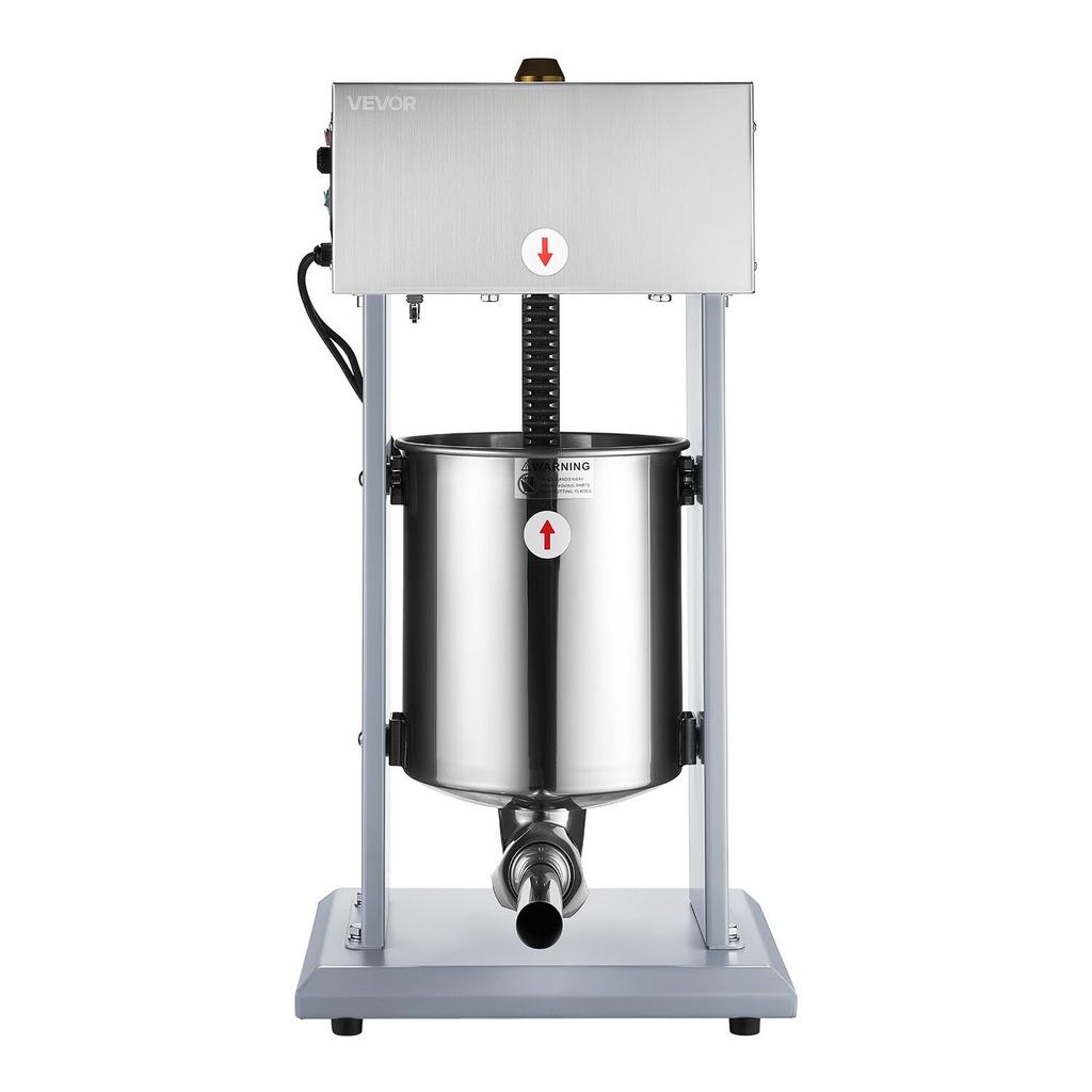 Elektrischer Wurstfüller, 10 kg / 22 lbs Vertikaler Fleischfüller mit stufenloser Geschwindigkeitsregelung, Edelstahl-Wurstfüllmaschine, Fußpedal & 4